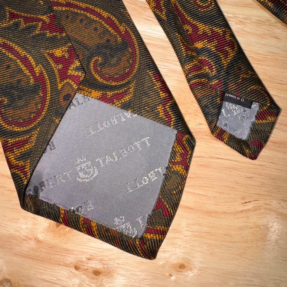 Robert Talbott Silk Tie Brown Red Gold Paisley Hand Sewn USA Ancient Madder - Picture 6 of 14